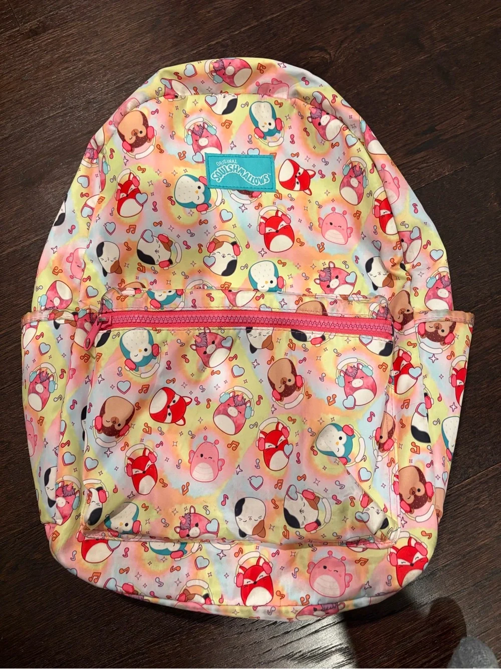 Squishmallows Pastel Pink and Yellow Kids Backpack with Character Print